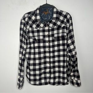 Jachs Girlfriend Black White Buffalo Plaid Flannel Shirt Size XL Extra Large